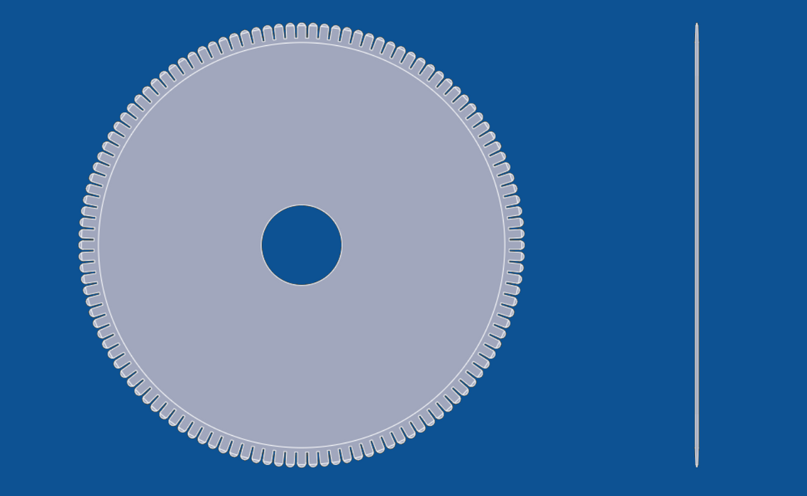 9" diameter convex tandperforatie cirkelvormig blad, onderdeelnummer 90101