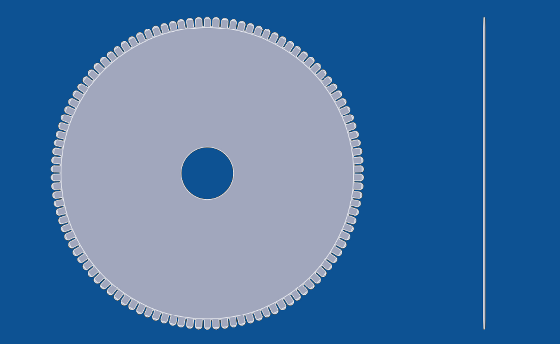 12" diameter convex tandperforatie cirkelvormig blad, onderdeelnummer 90102
